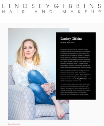 About Lindsey Gibbins - responsive web design by Cristina Schek